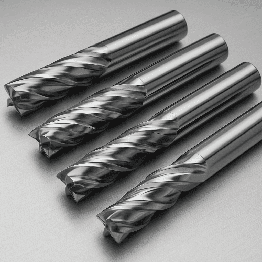 Polished uncoated carbide end mills with high-helix flutes for aluminum